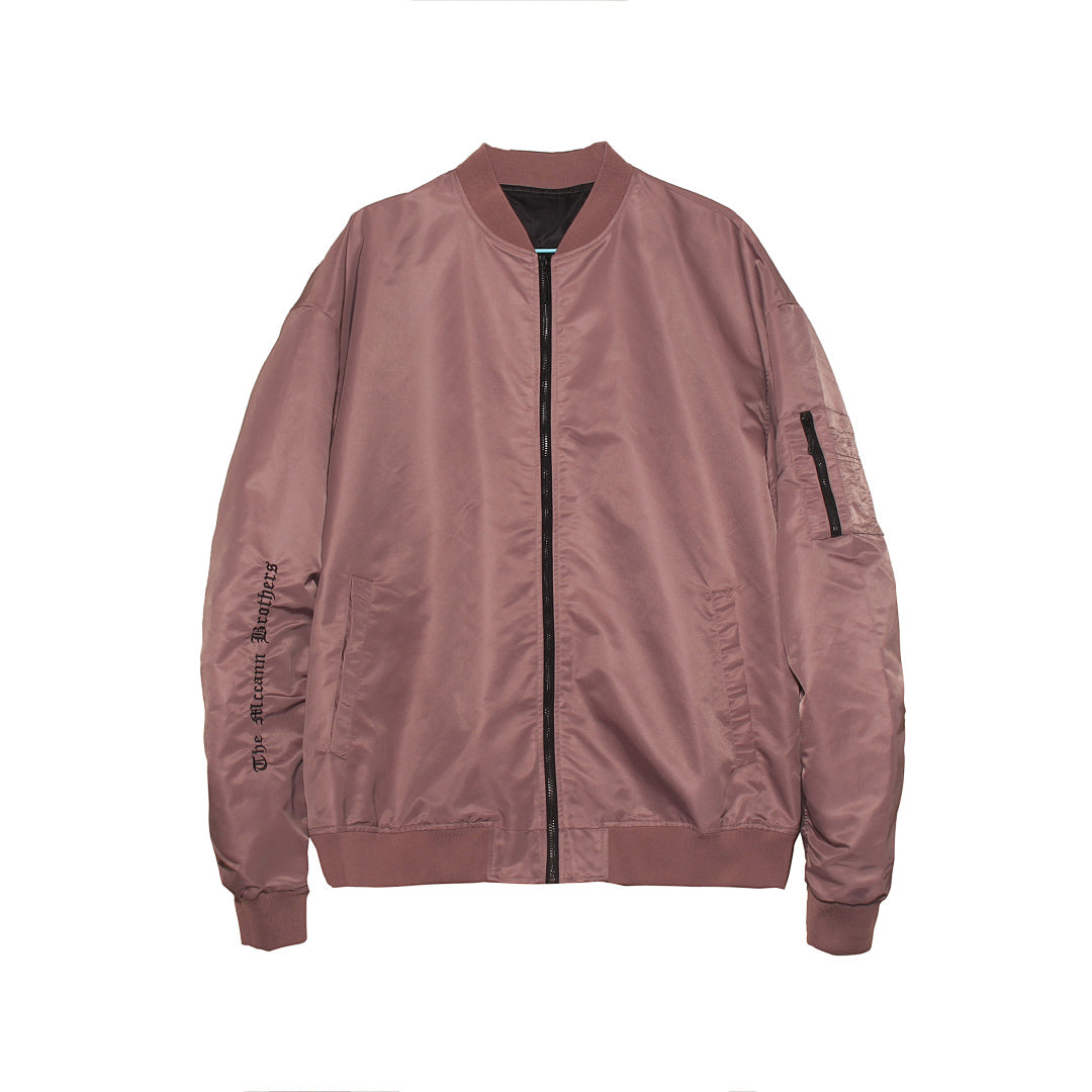 Bomber jacket — dark pink, gray, black