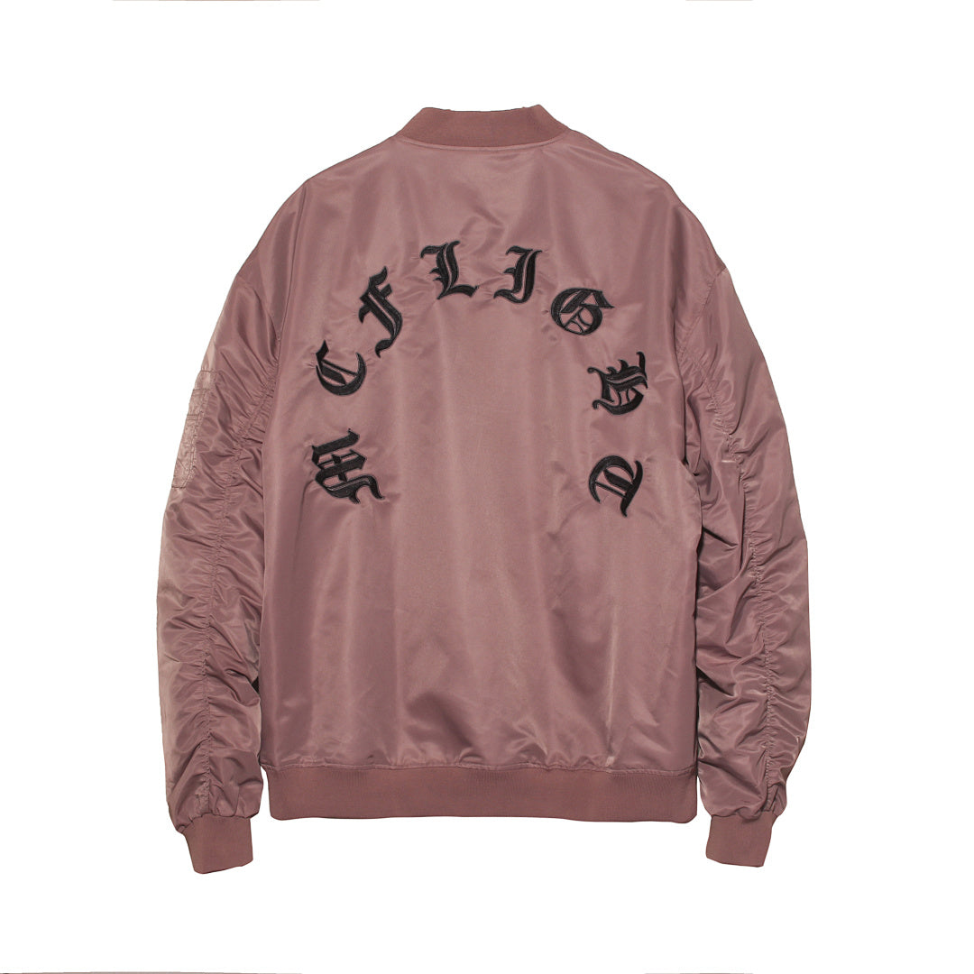 Bomber jacket — dark pink, gray, black