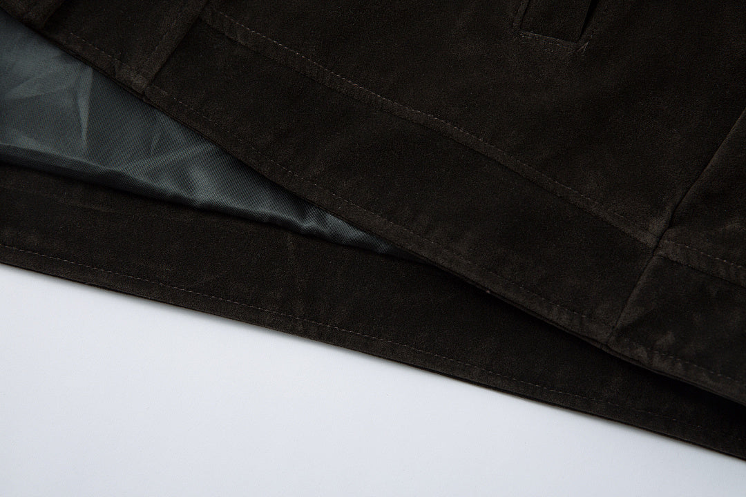Suede Jacket – Brown, Black