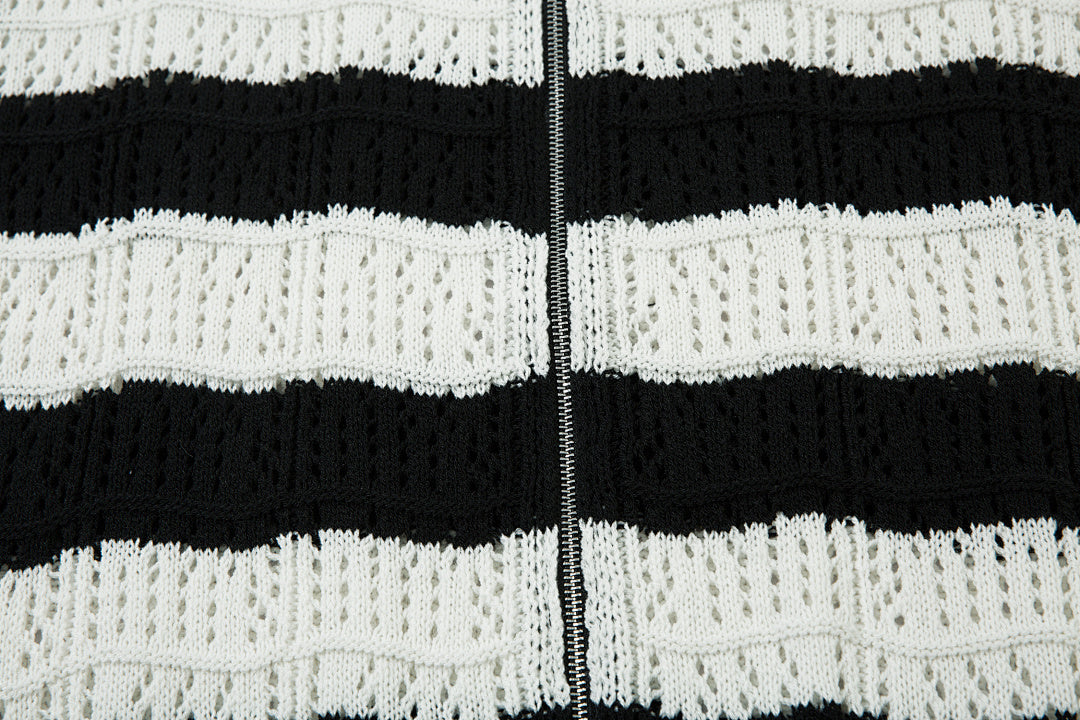Black short-sleeved knit sweater