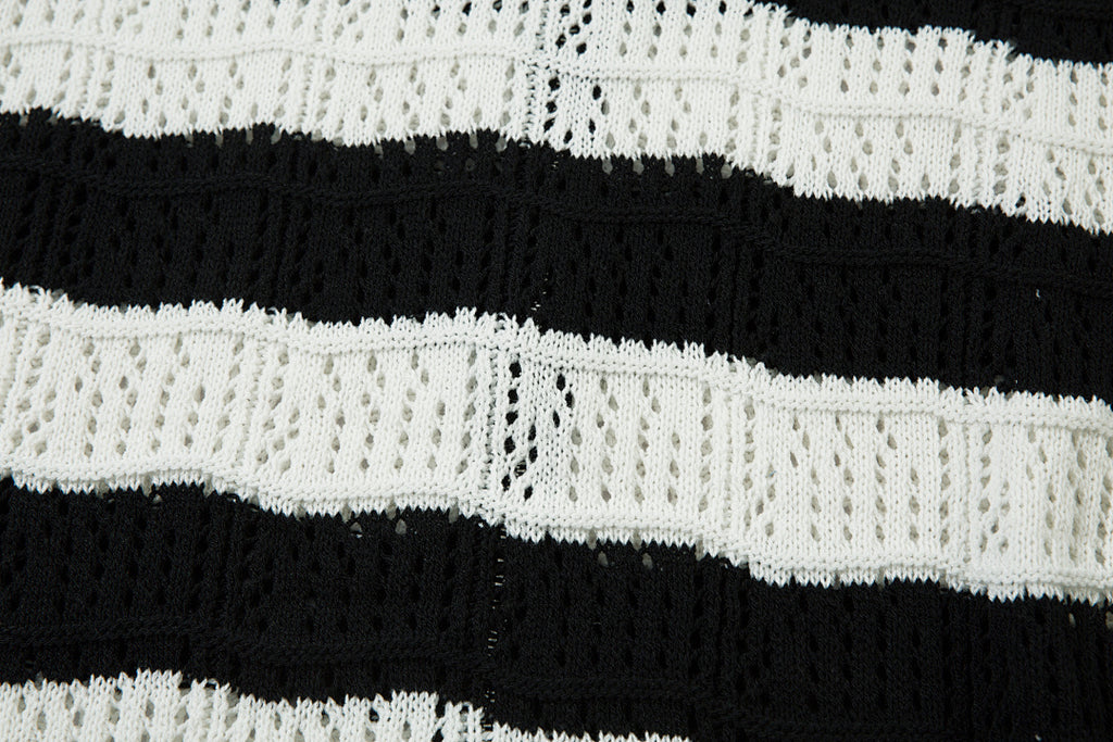 Black short-sleeved knit sweater