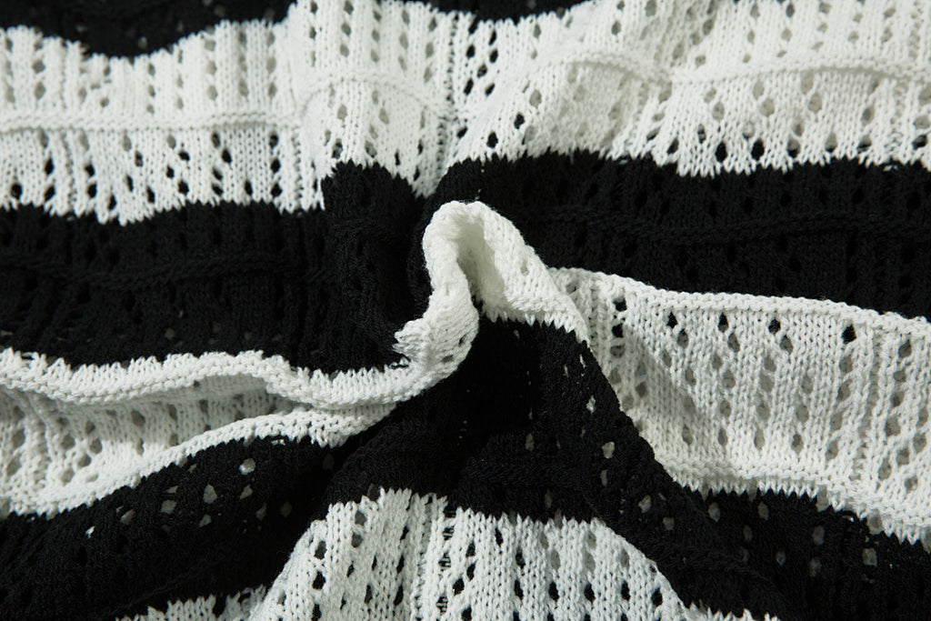 Black short-sleeved knit sweater