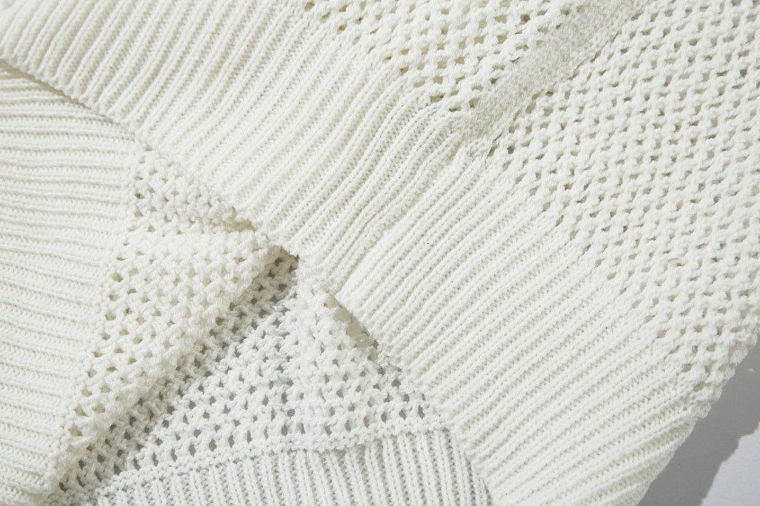 Short-sleeved knit sweater Black, Apricot