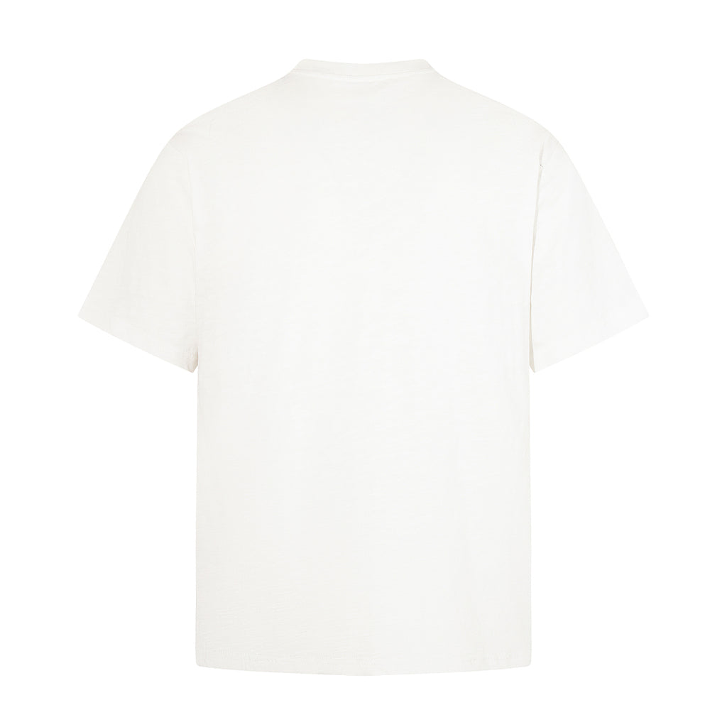 White Short-Sleeve Slub Cotton T-Shirt
