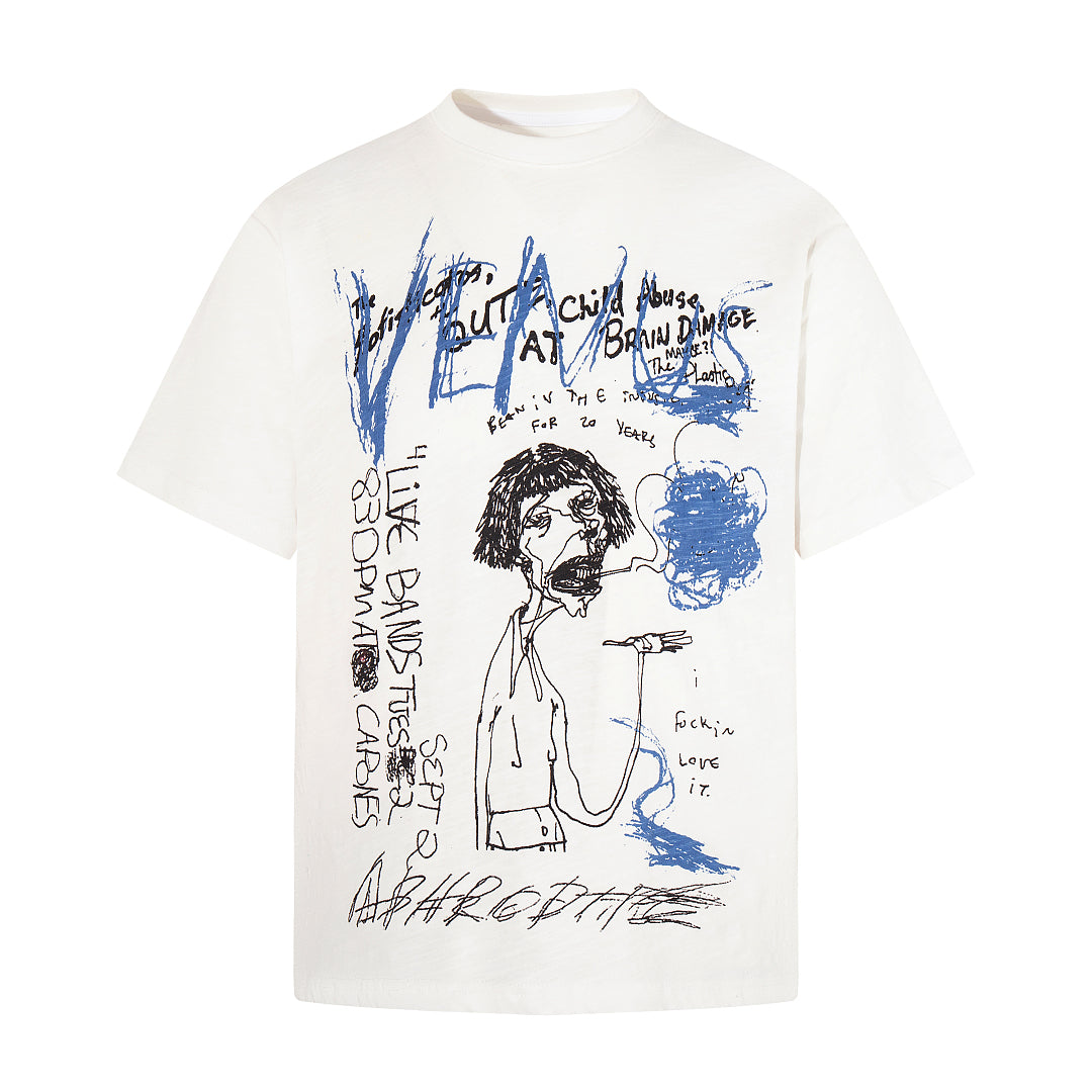 White Short-Sleeve Slub Cotton T-Shirt