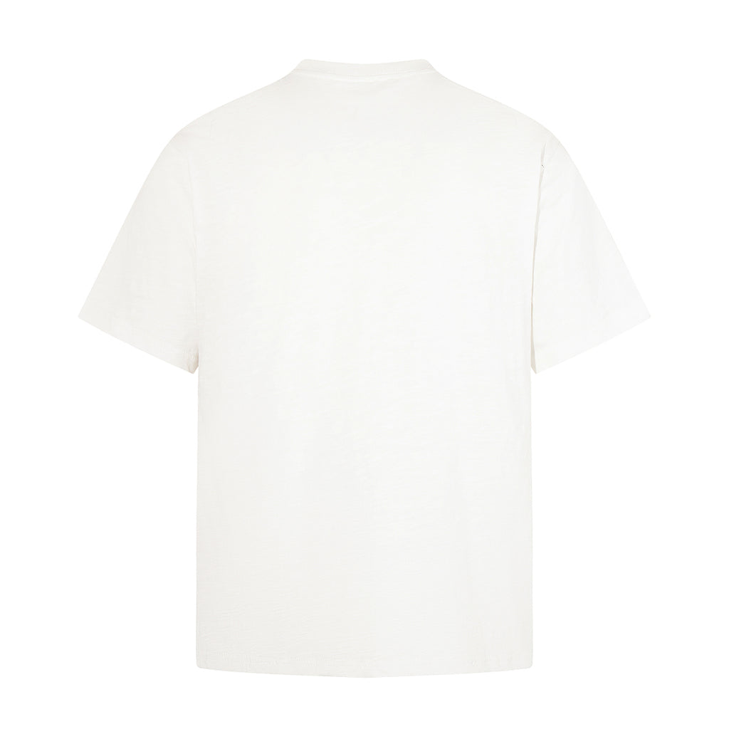 White Short-Sleeve Slub Cotton T-Shirt