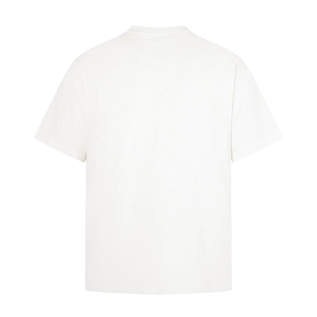 White Short-Sleeve Slub Cotton T-Shirt