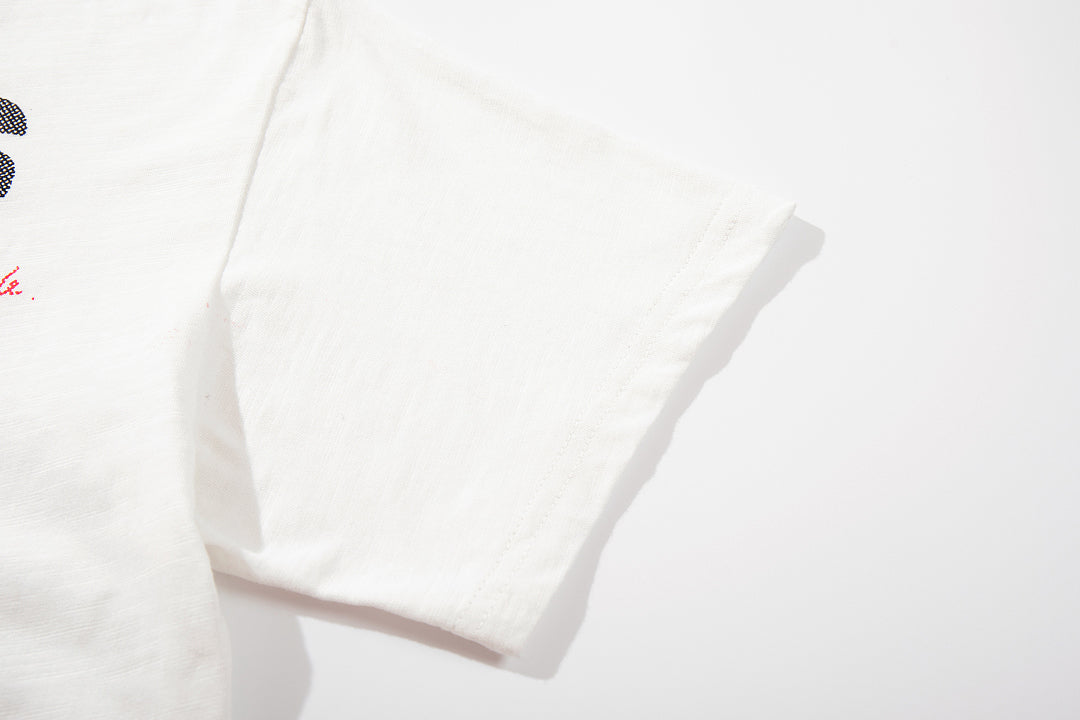 White Short-Sleeve Slub Cotton T-Shirt