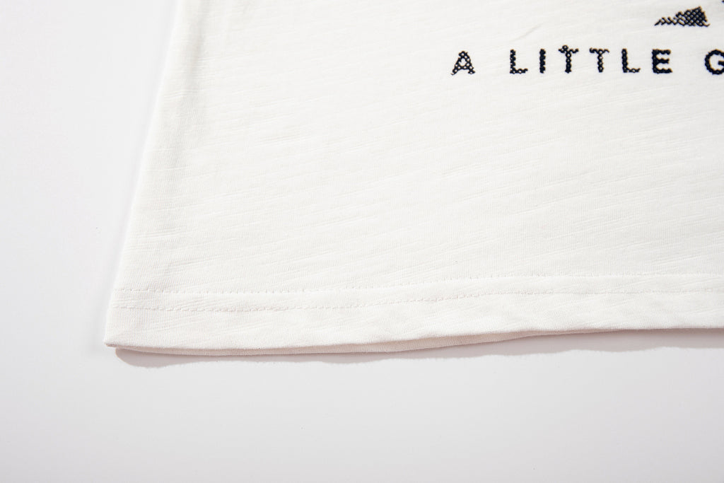 White Short-Sleeve Slub Cotton T-Shirt