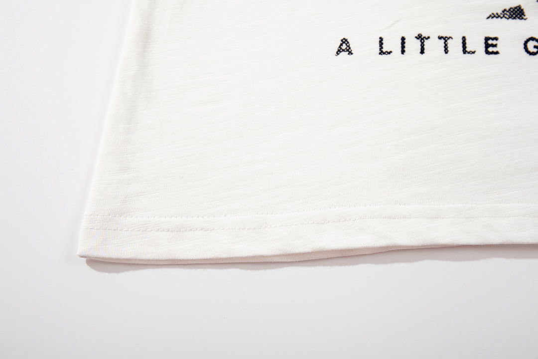 White Short-Sleeve Slub Cotton T-Shirt