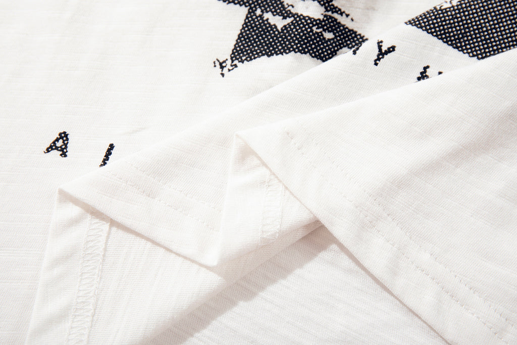 White Short-Sleeve Slub Cotton T-Shirt