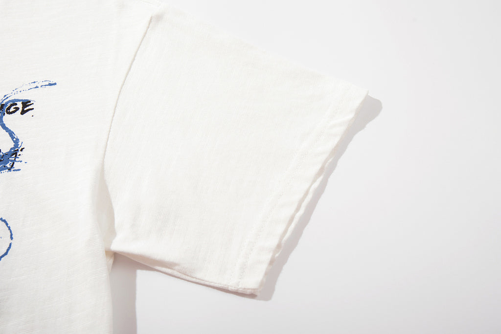 White Short-Sleeve Slub Cotton T-Shirt
