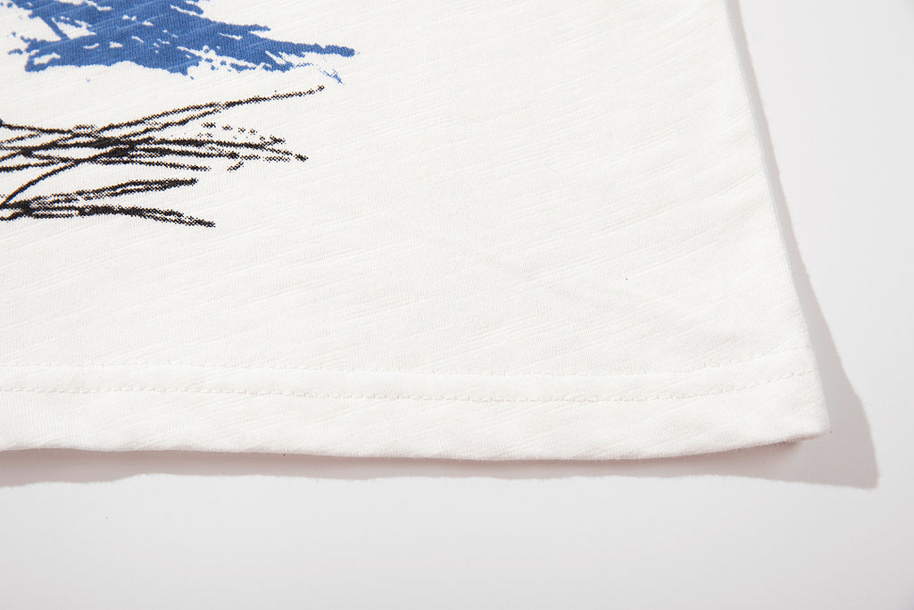 White Short-Sleeve Slub Cotton T-Shirt