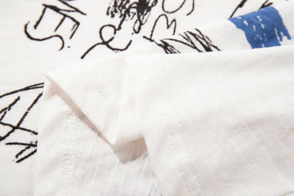 White Short-Sleeve Slub Cotton T-Shirt