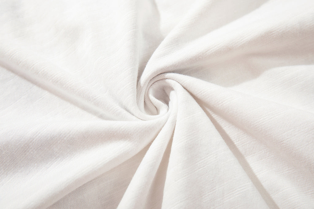 White Short-Sleeve Slub Cotton T-Shirt