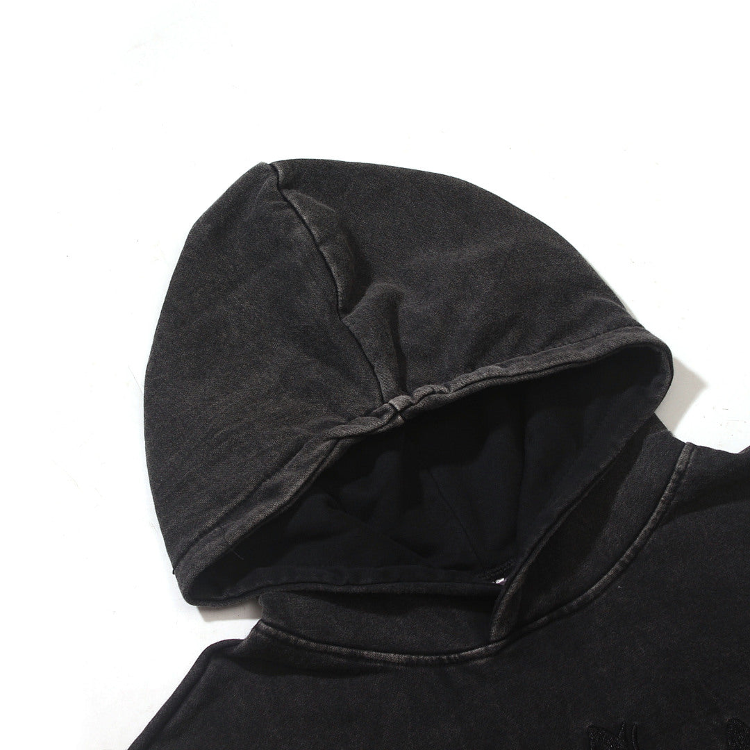 Black French terry sweatshirt fabric