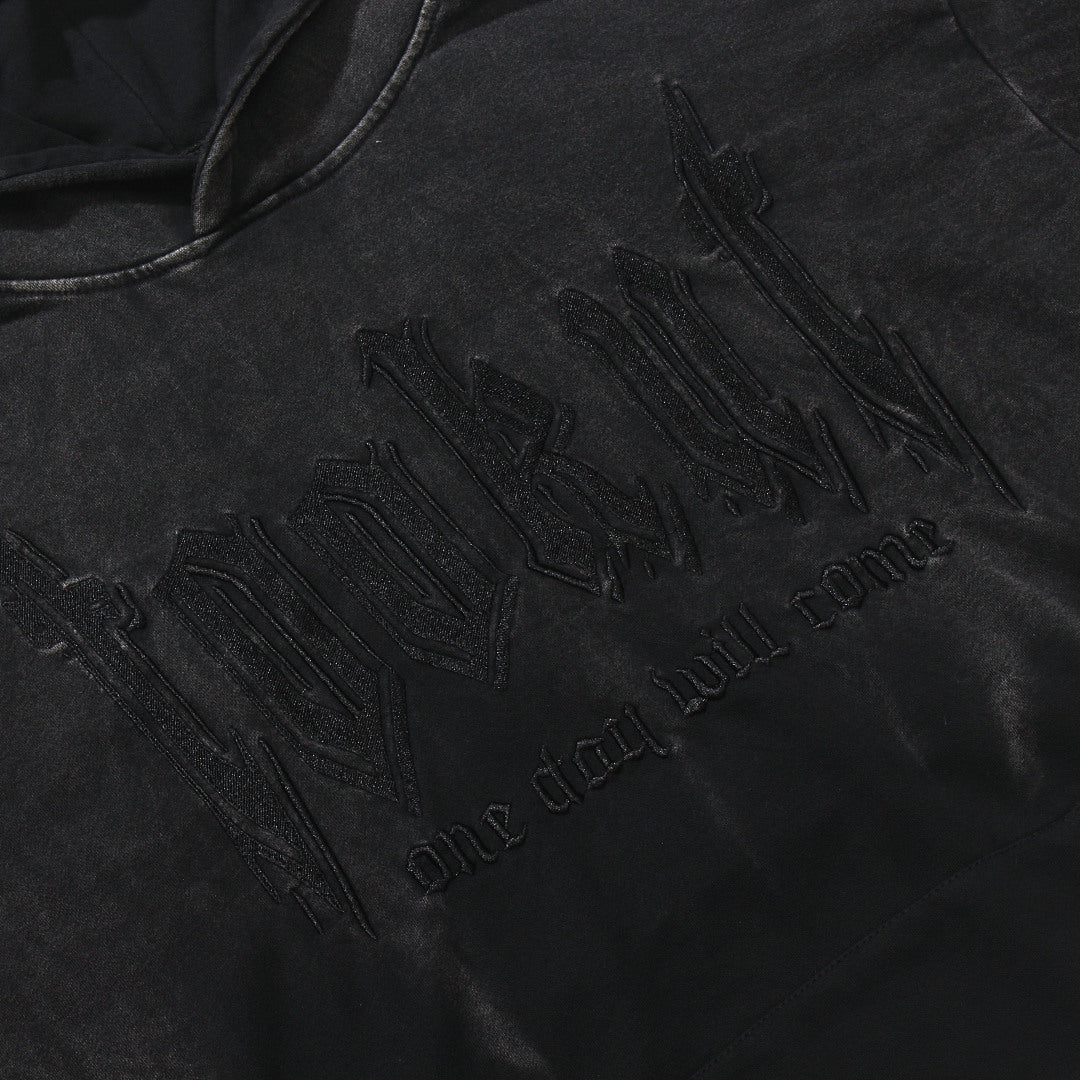 Black French terry sweatshirt fabric