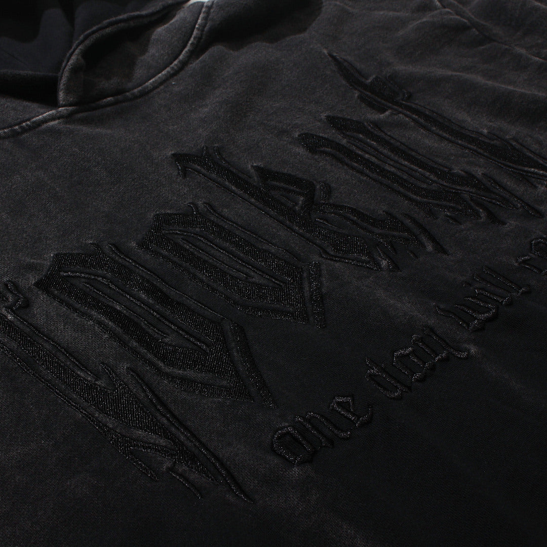 Black French terry sweatshirt fabric