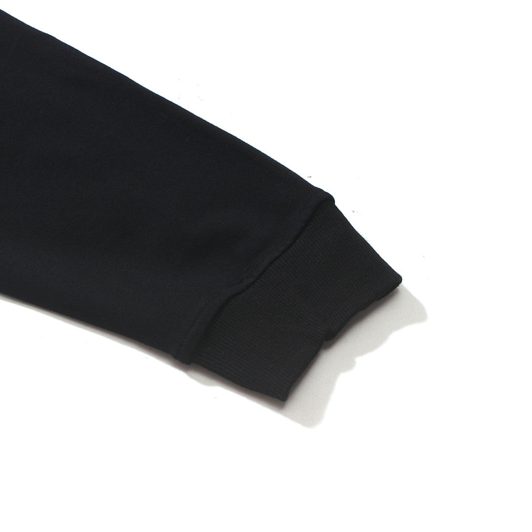 Black French terry sweatshirt fabric