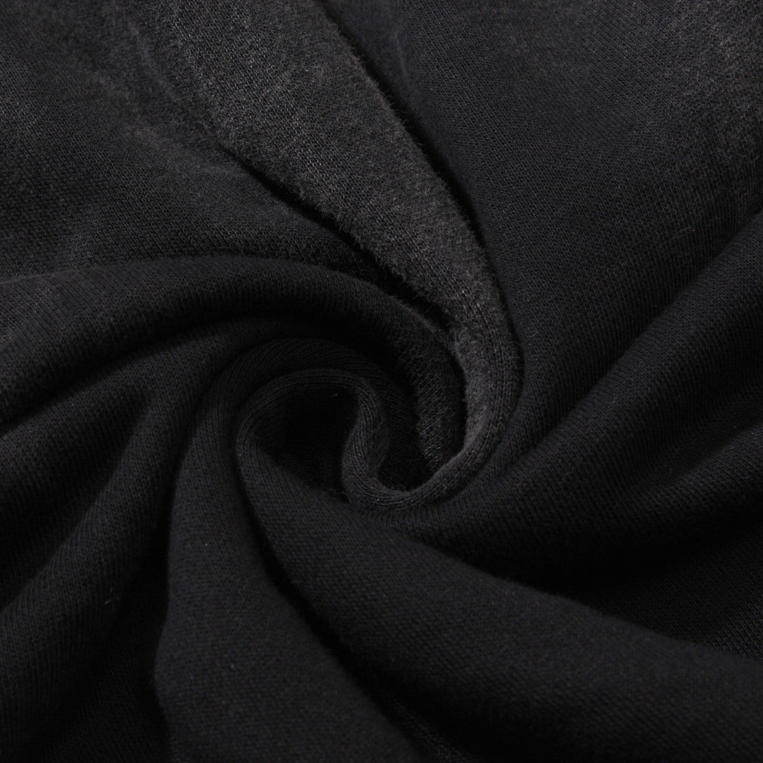 Black French terry sweatshirt fabric
