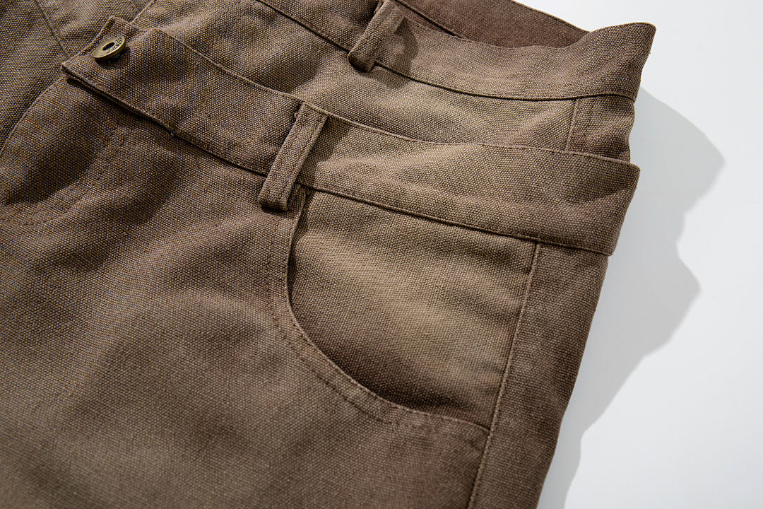 Logging double-waisted trousers, brown
