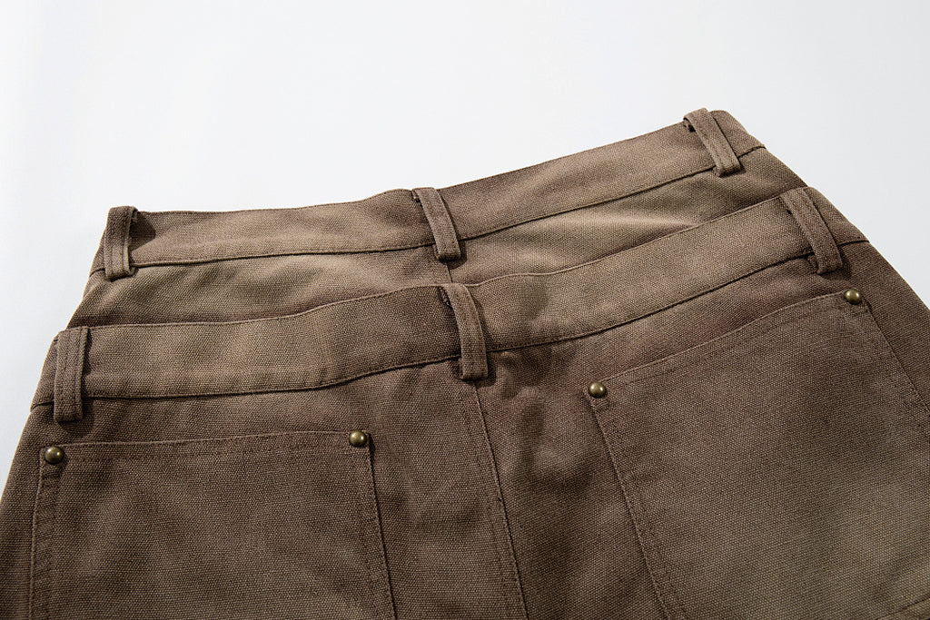 Logging double-waisted trousers, brown