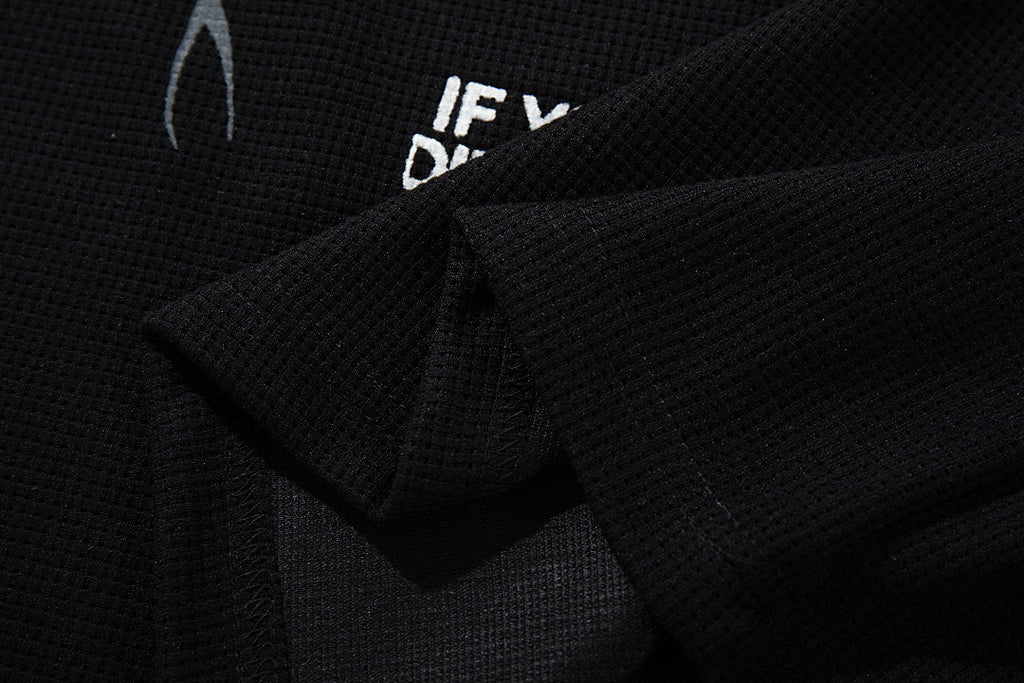 Waffle-knit short-sleeve T-shirt, black