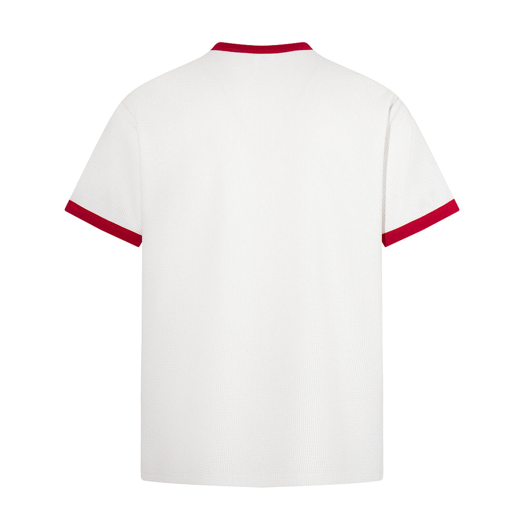 Waffle-knit short-sleeve T-shirt, white