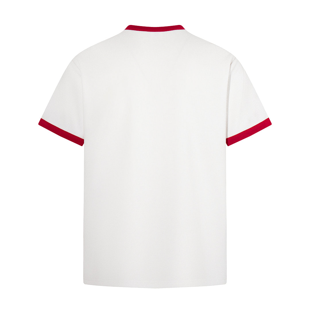 Waffle-knit short-sleeve T-shirt, white