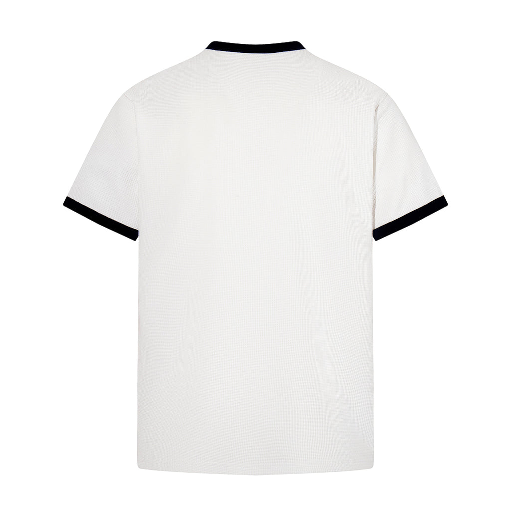 Waffle-knit short-sleeve T-shirt, white