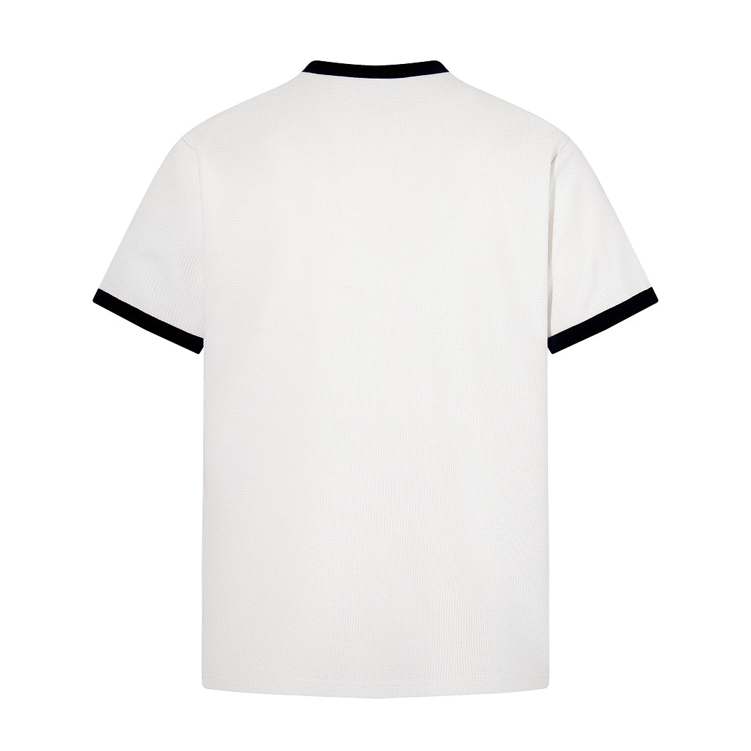 Waffle-knit short-sleeve T-shirt, white