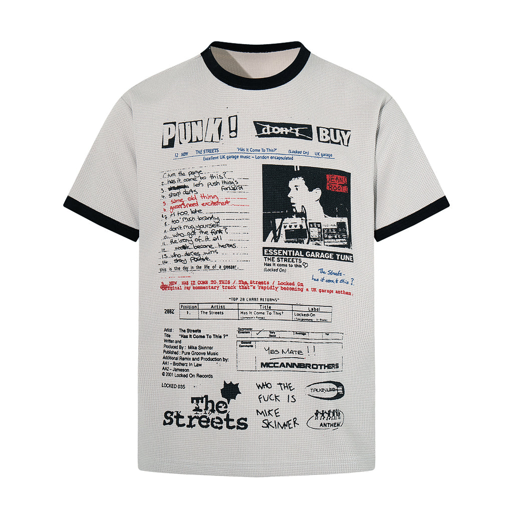 Waffle-knit short-sleeve T-shirt, gray