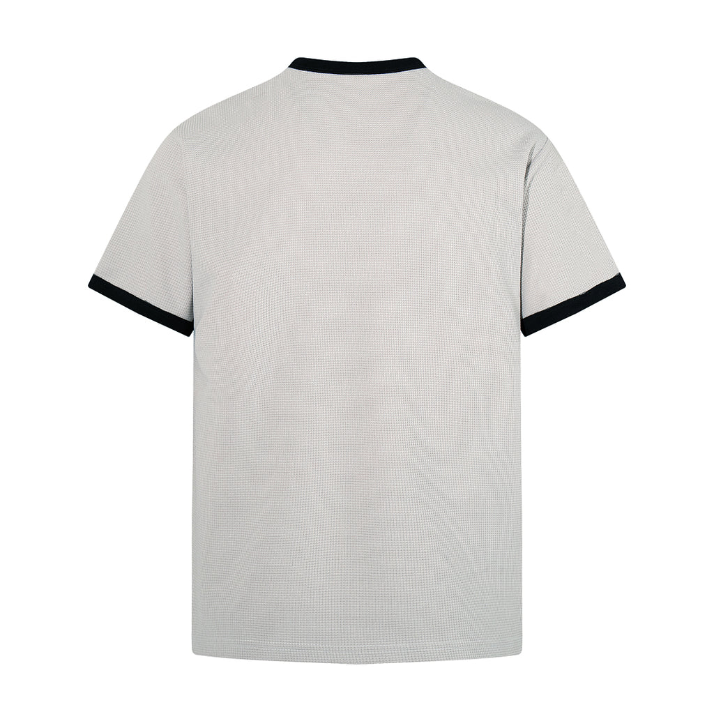Waffle-knit short-sleeve T-shirt, gray