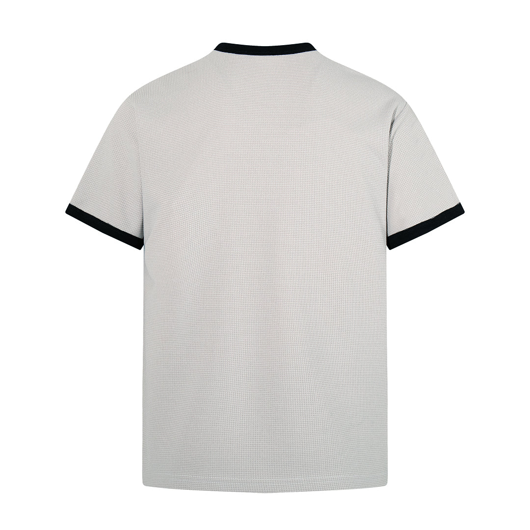 Waffle-knit short-sleeve T-shirt, gray