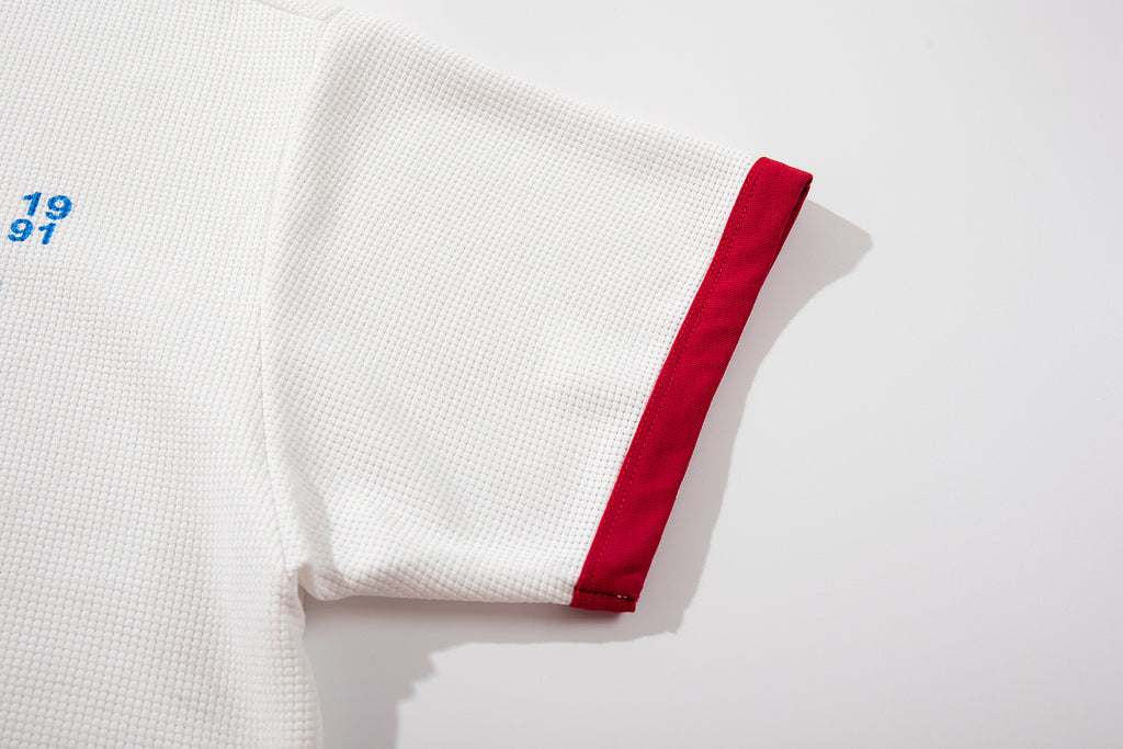 Waffle-knit short-sleeve T-shirt, white