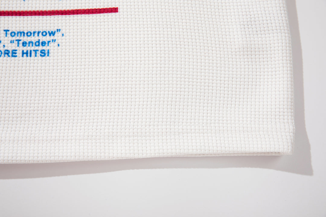 Waffle-knit short-sleeve T-shirt, white