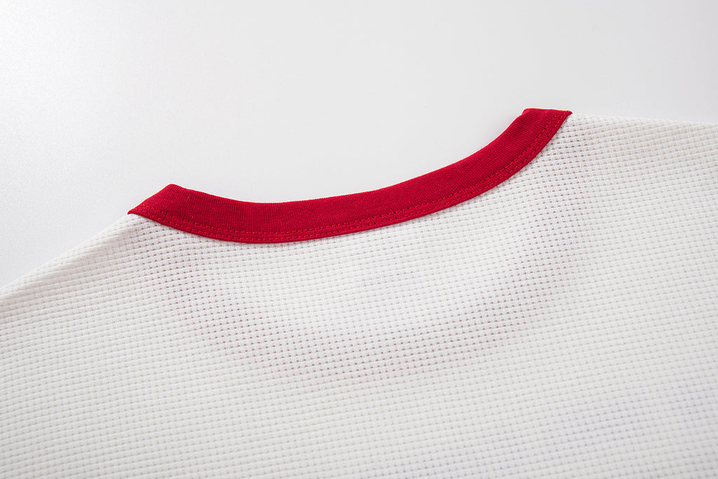 Waffle-knit short-sleeve T-shirt, white