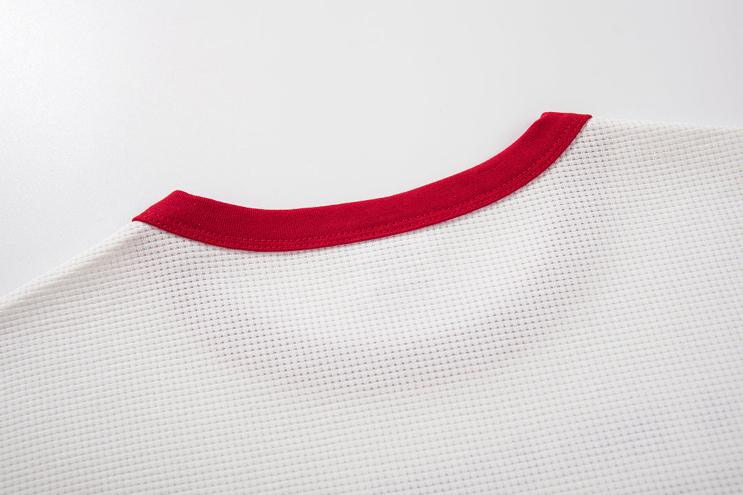 Waffle-knit short-sleeve T-shirt, white