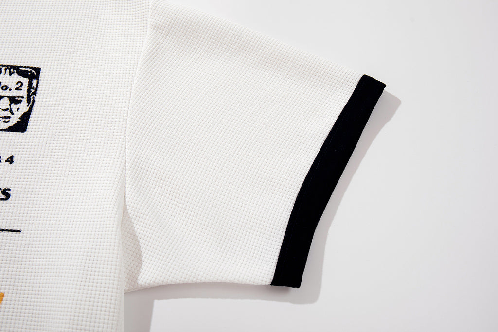 Waffle-knit short-sleeve T-shirt, white