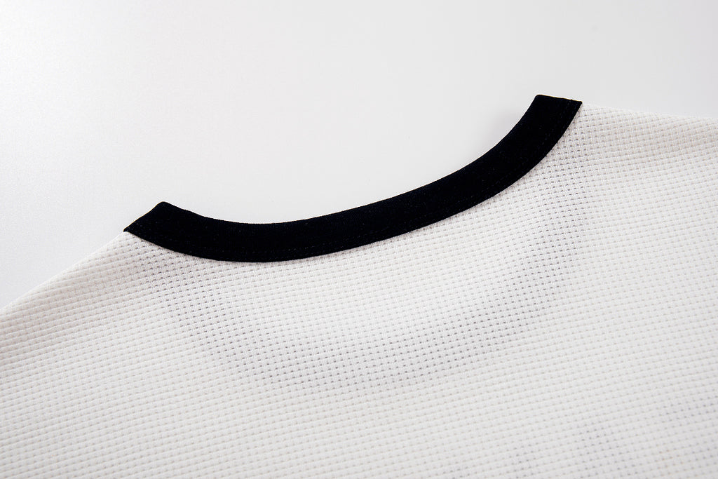 Waffle-knit short-sleeve T-shirt, white