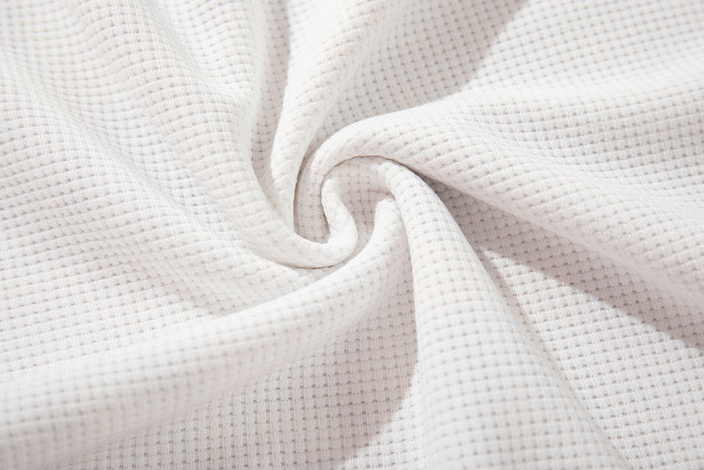 Waffle-knit short-sleeve T-shirt, white