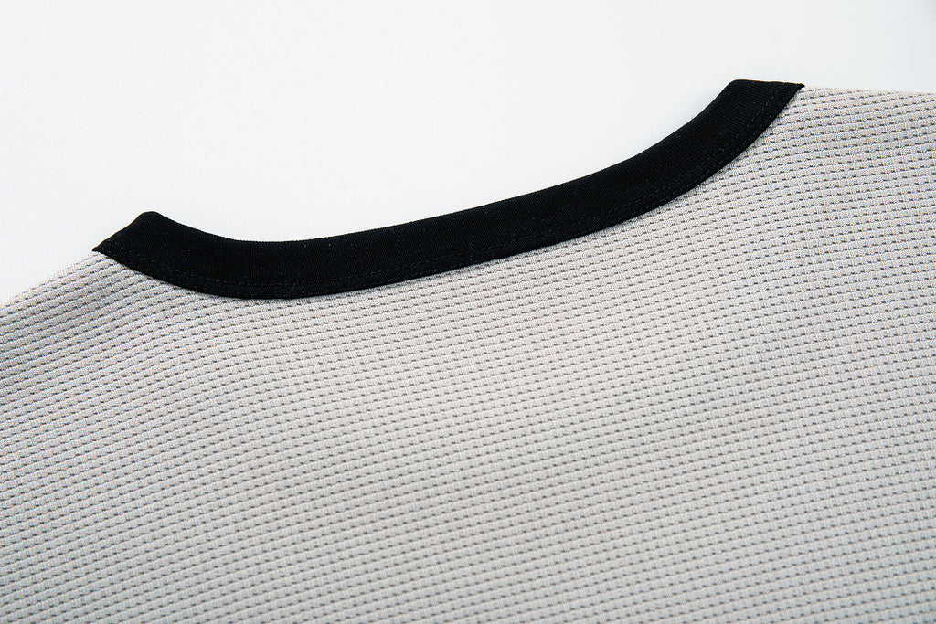 Waffle-knit short-sleeve T-shirt, gray