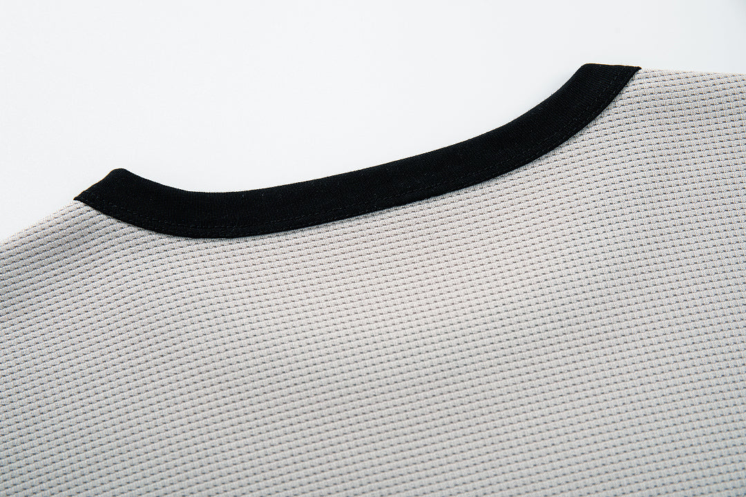 Waffle-knit short-sleeve T-shirt, gray