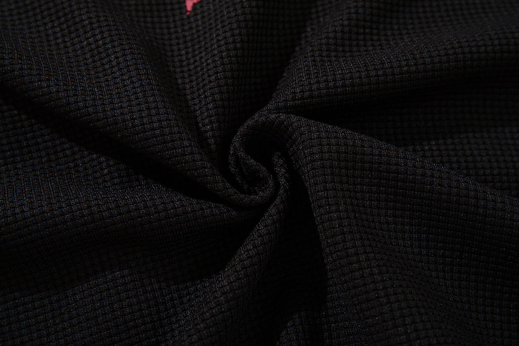 Waffle-knit short-sleeve T-shirt, black