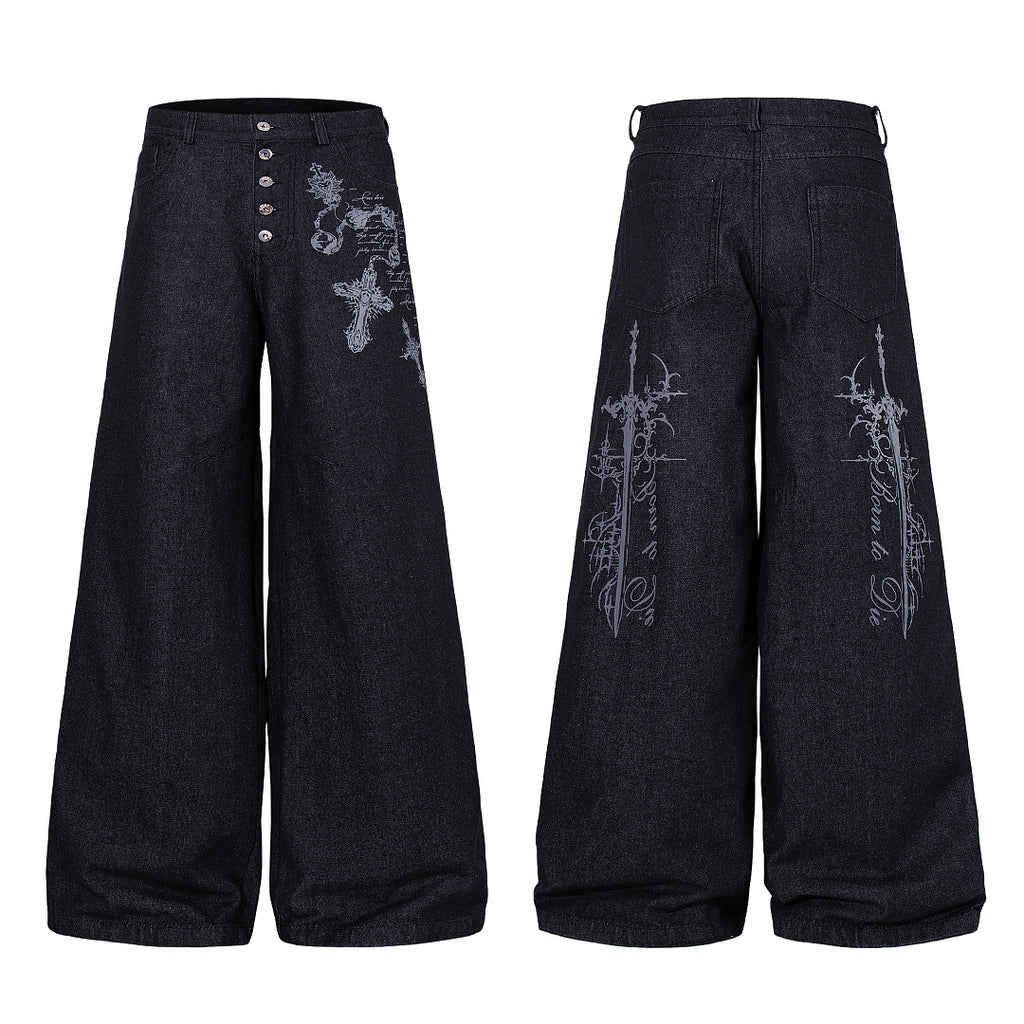 Raw Denim Jeans, Black