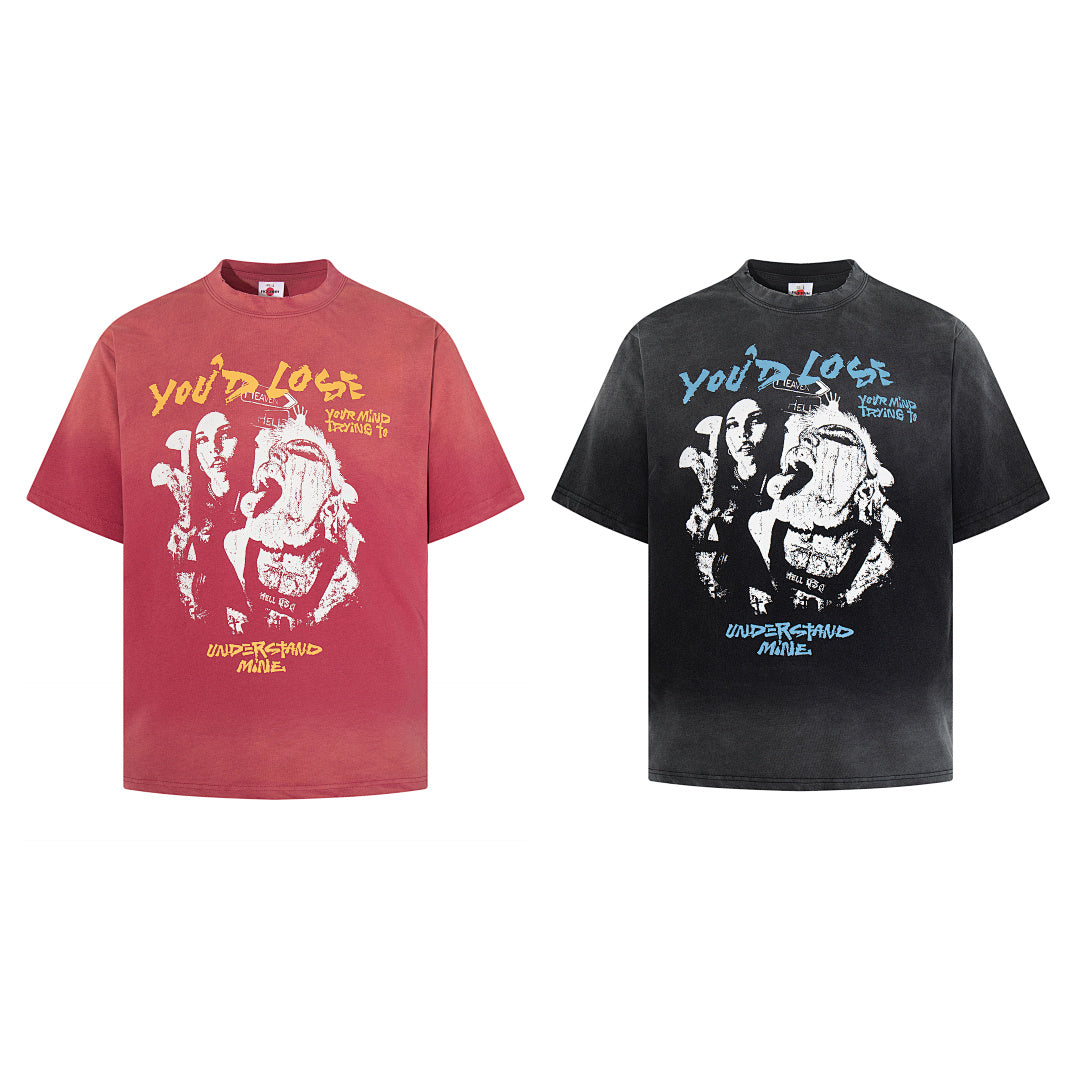 Washed Short-Sleeve T-Shirt – Black, Red