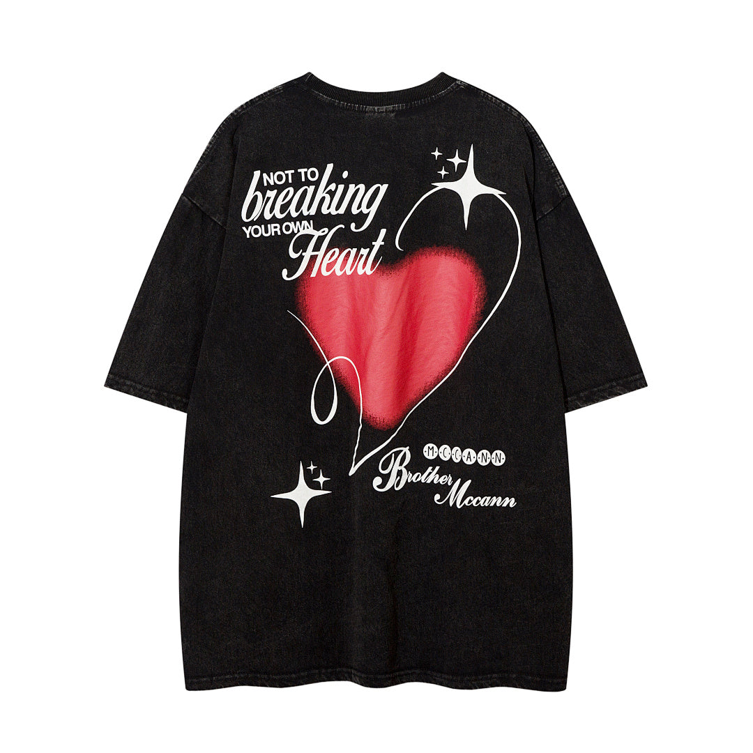 Heavy-duty washed short-sleeve T-shirt – Black