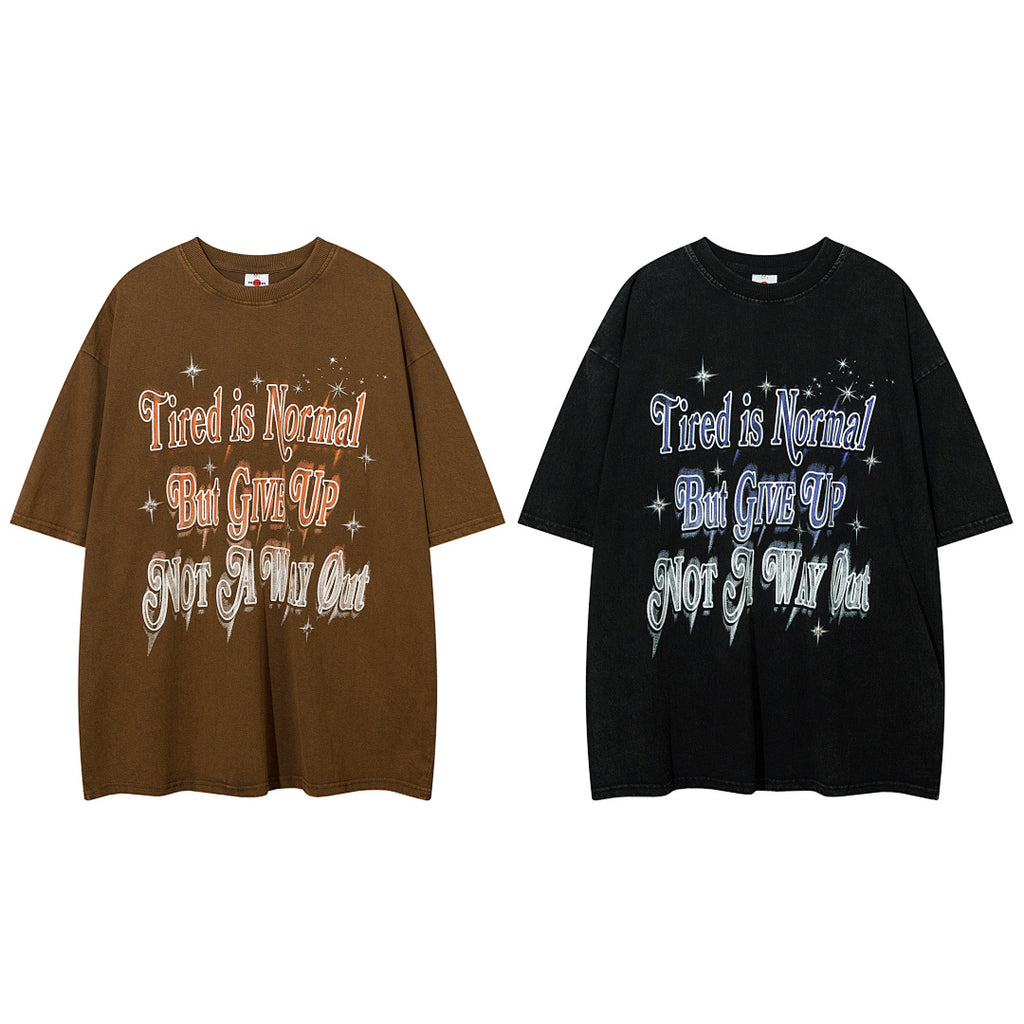 Positioning-stitch detail, heavy-wash short-sleeve T-shirt
