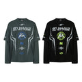 Faux-layered long-sleeve T-shirt
