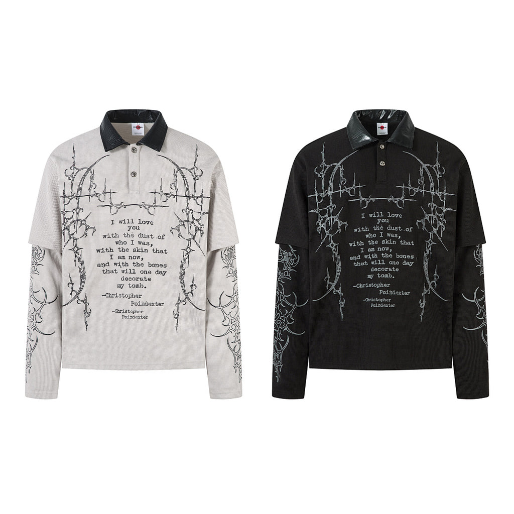 Faux-layered long-sleeve T-shirt